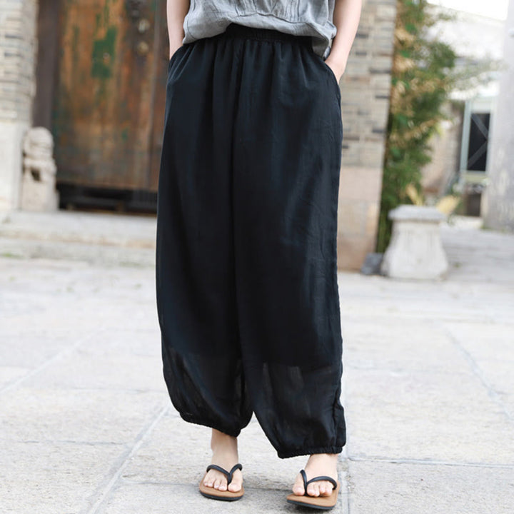 Buddha Stones Casual Summer Women's Cotton Pants With Pockets