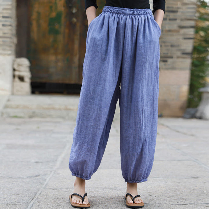 Buddha Stones Casual Summer Women's Cotton Pants With Pockets