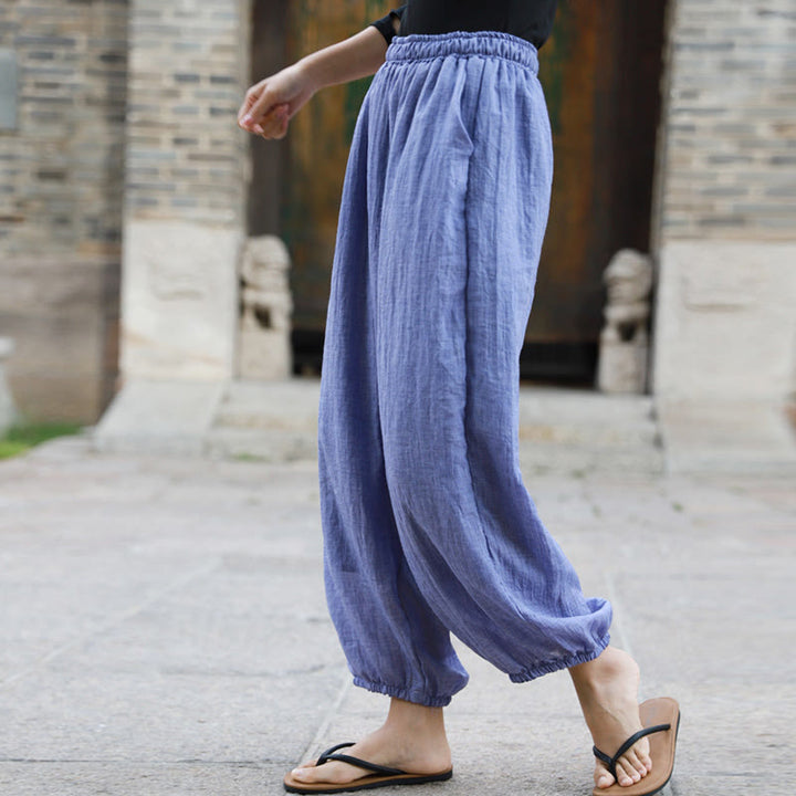 Buddha Stones Casual Summer Women's Cotton Pants With Pockets