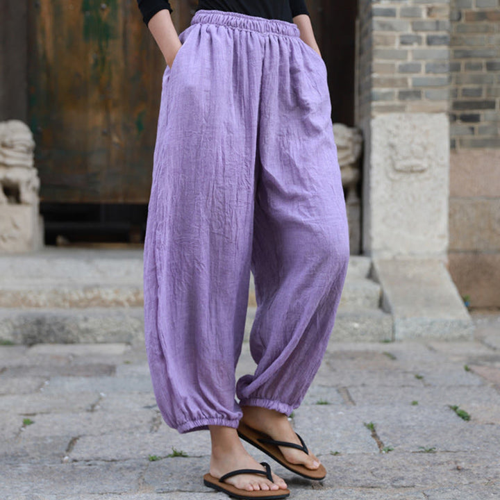 Buddha Stones Casual Summer Women's Cotton Pants With Pockets