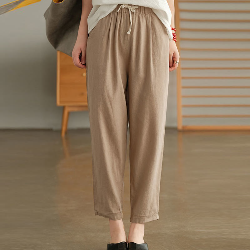 Buddha Stones Casual Women's Cotton Drawstring Harem Pants With Pockets - BurlyWood - US14，UK/AU18，EU46 (4XL) - image 13