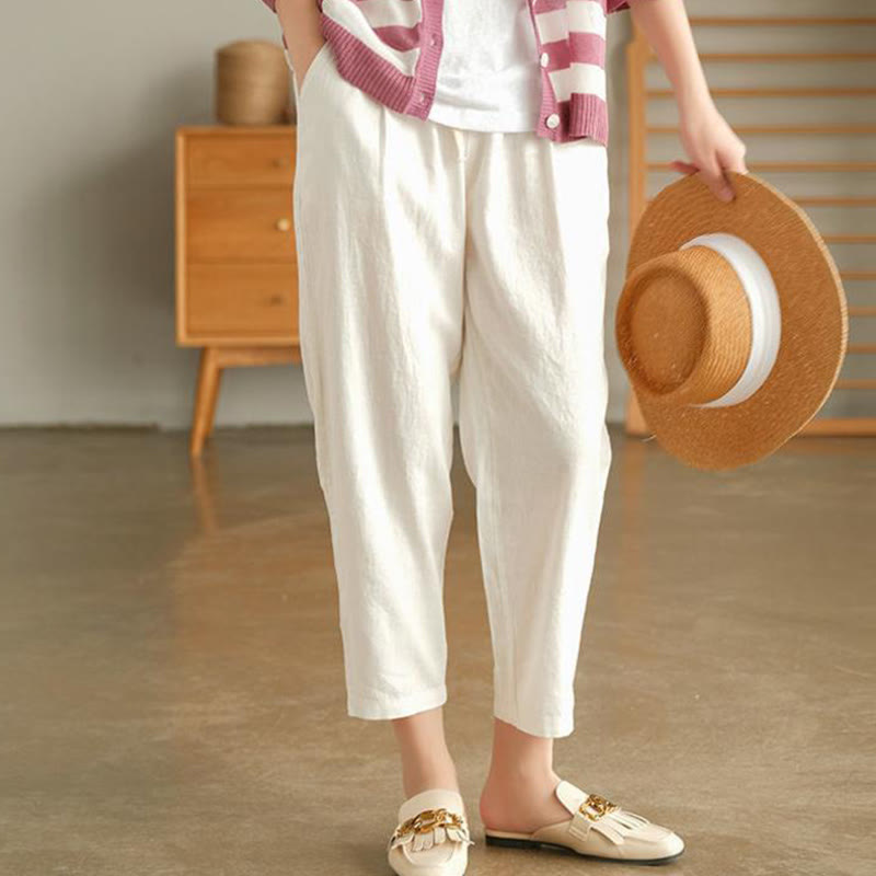 Buddha Stones Casual Women's Cotton Drawstring Harem Pants With Pockets - image 9