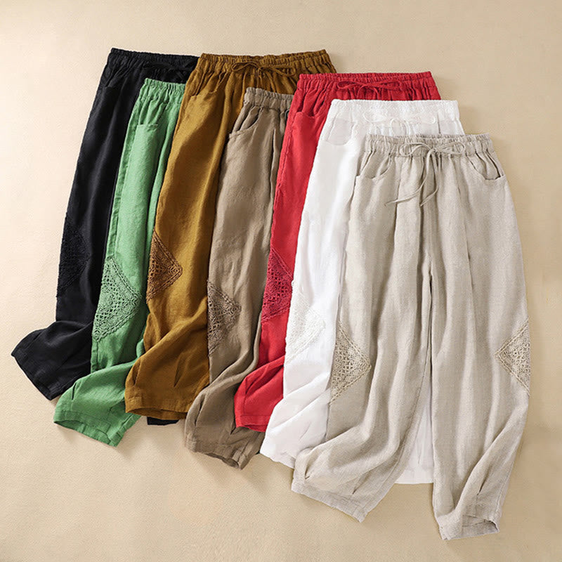 Buddha Stones Summer Women's Cotton Drawstring Harem Pants With Pockets - image 2