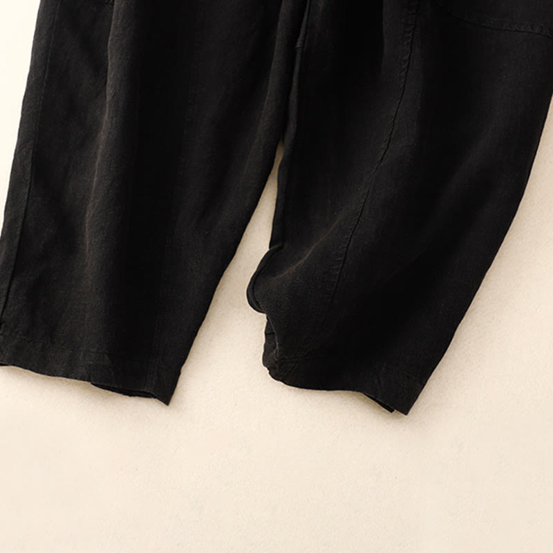 Buddha Stones Summer Women's Linen Drawstring Elastic Waist Harem Pants With Pockets - image 11