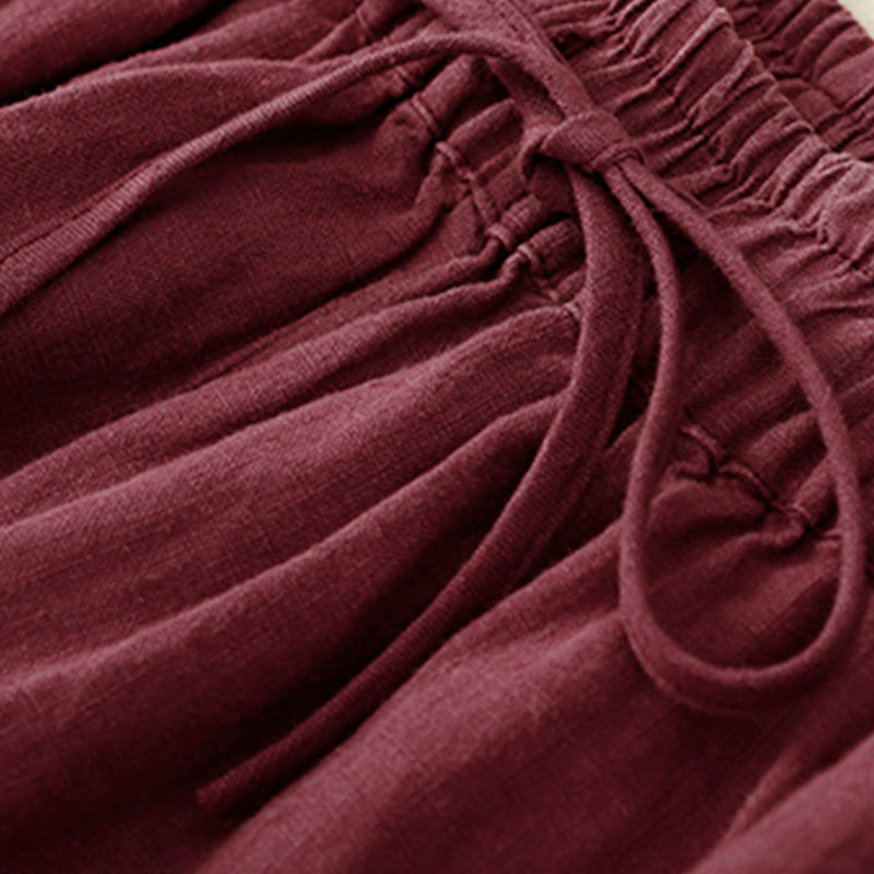 Buddha Stones Summer Women's Linen Drawstring Elastic Waist Harem Pants With Pockets - image 3