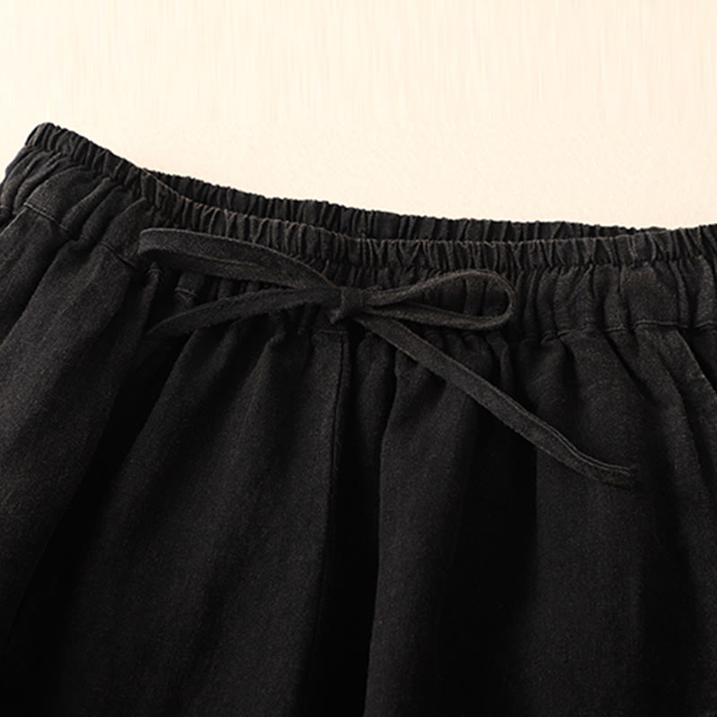 Buddha Stones Summer Women's Linen Drawstring Elastic Waist Harem Pants With Pockets - image 8
