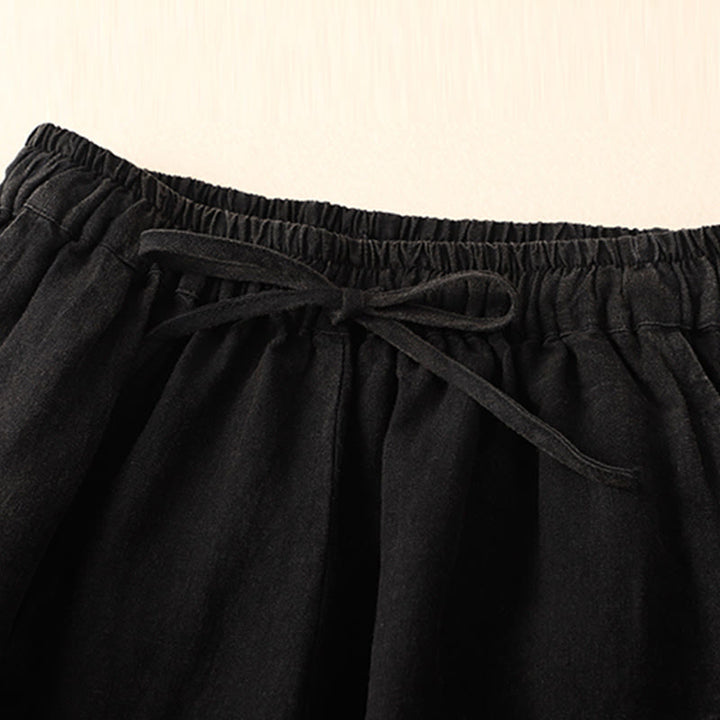 Buddha Stones Summer Women's Linen Drawstring Elastic Waist Harem Pants With Pockets - image 8