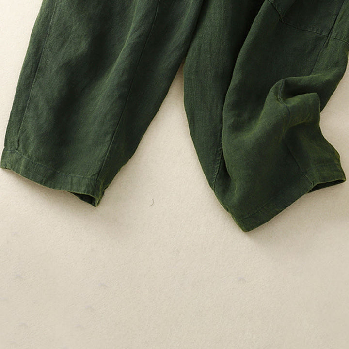 Buddha Stones Summer Women's Linen Drawstring Elastic Waist Harem Pants With Pockets - image 16