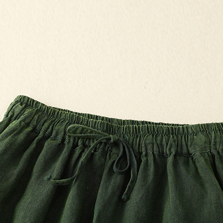 Buddha Stones Summer Women's Linen Drawstring Elastic Waist Harem Pants With Pockets - image 13