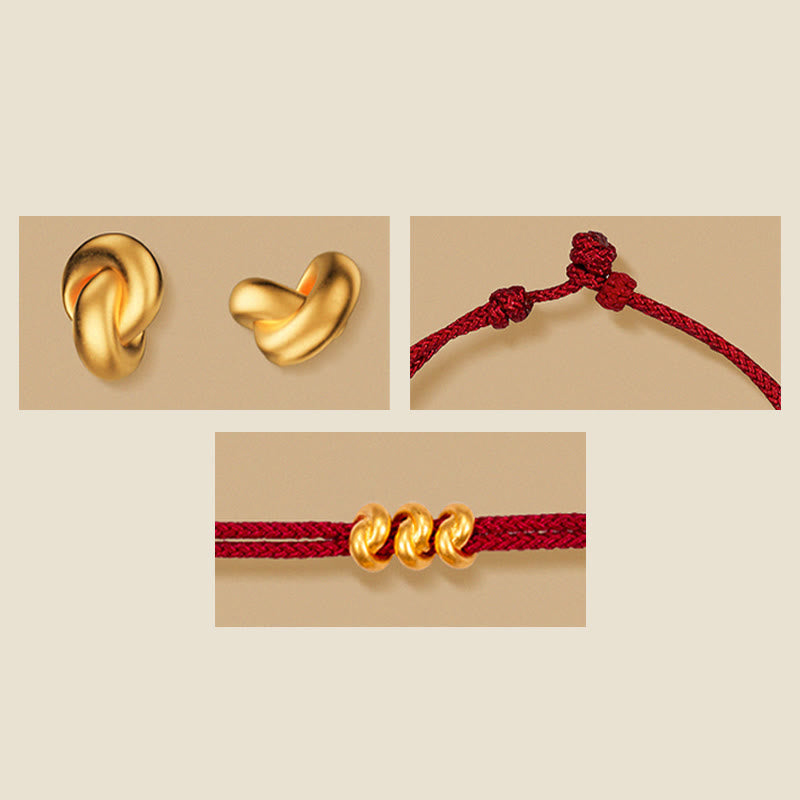 Buddha Stones 999 Gold Wish Knot Design Handmade Luck Braided Rope Bracelet