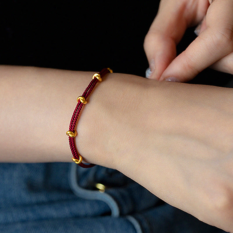 Buddha Stones 999 Gold Wish Knot Design Handmade Luck Braided Rope Bracelet - image 8