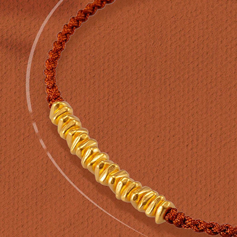 Buddha Stones 999 Gold Small Gold Pieces Design Handmade Protection Braided Rope Bracelet - image 5
