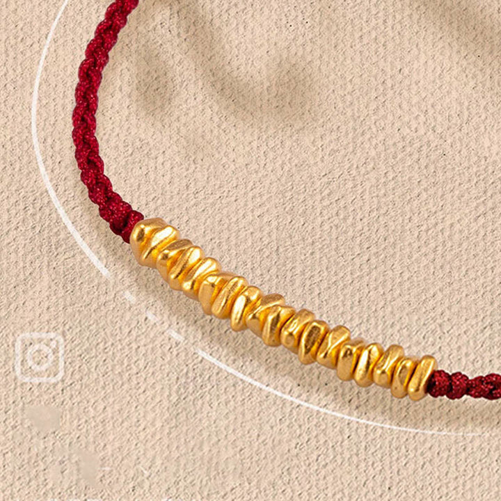 Buddha Stones 999 Gold Small Gold Pieces Design Handmade Protection Braided Rope Bracelet