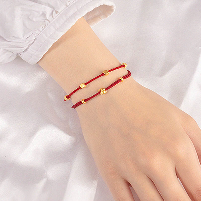 Buddha Stones 999 Gold Small Lucky Rabbit Osmanthus Design Handmade Luck Braided Rope Bracelet - image 11