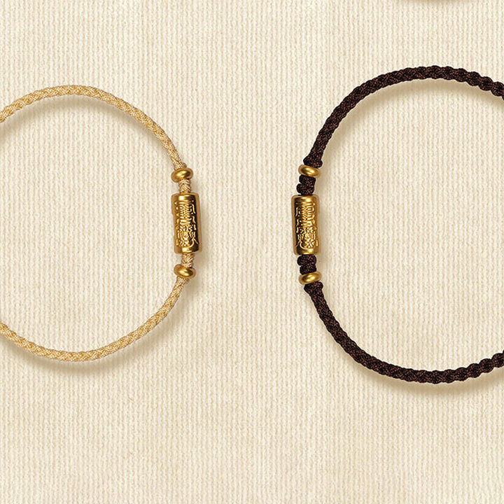 Buddha Stones 999 Gold Good Luck Amulet Carved Design Handmade Strength Braided Rope Bracelet - image 18