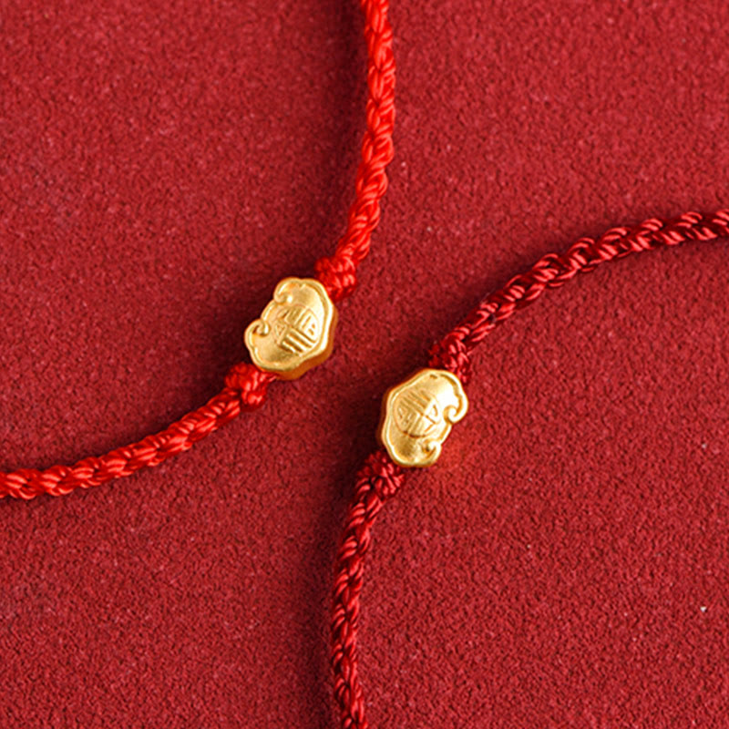 Buddha Stones 999 Gold Chinese Lock Charm Fu Character Protection Handmade Rope Bracelet - image 14