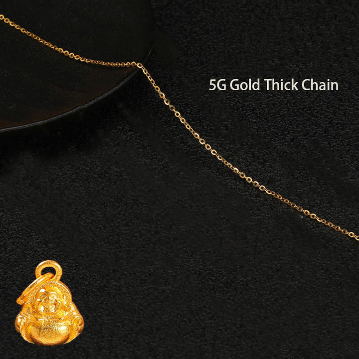 Buddha Stones 999 Gold Mini Laughing Buddha Luck Wealth Necklace Pendant - image 7