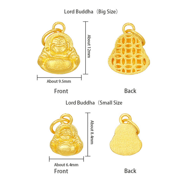 Buddha Stones 999 Gold Mini Laughing Buddha Luck Wealth Necklace Pendant