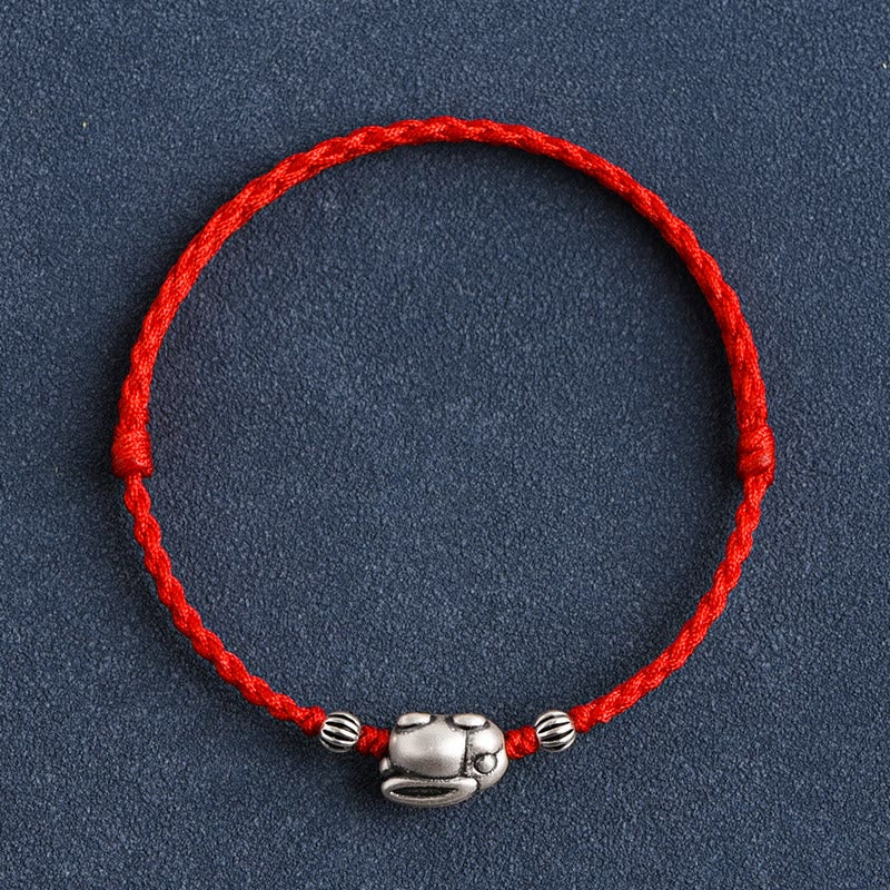 Buddha Stones Handmade 999 Sterling Silver Rabbit Luck Rope Bracelet Anklet - image 10