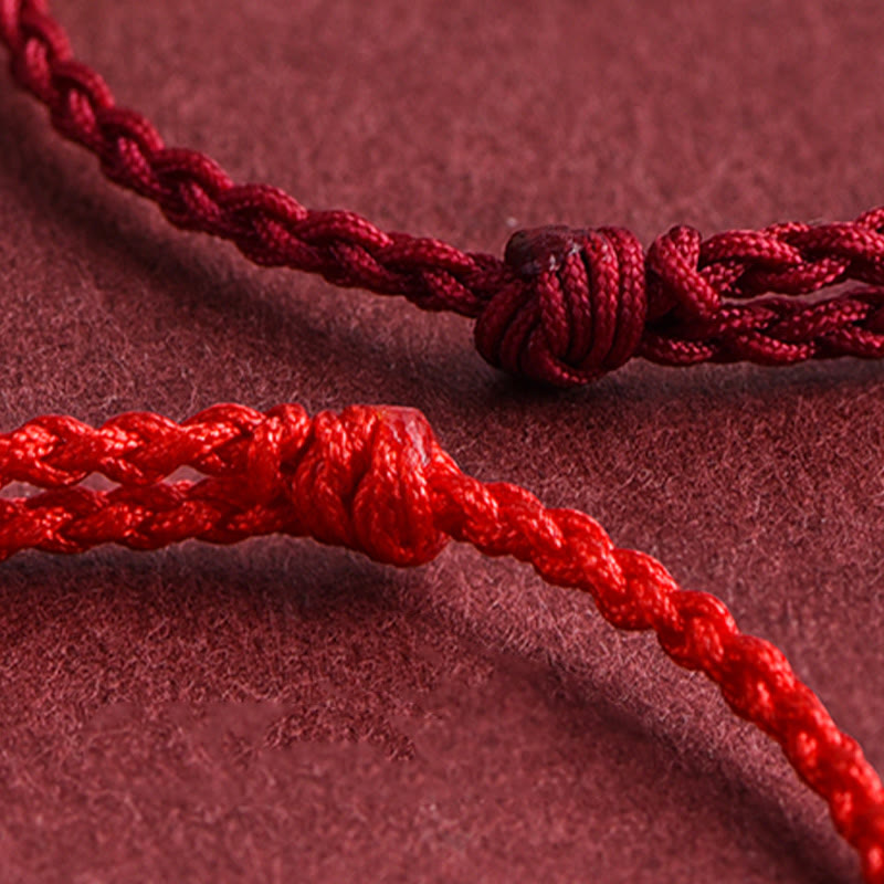 Buddha Stones 999 Gold Small Peace Buckle Design Handmade Luck Braided Rope Bracelet Anklet - image 17