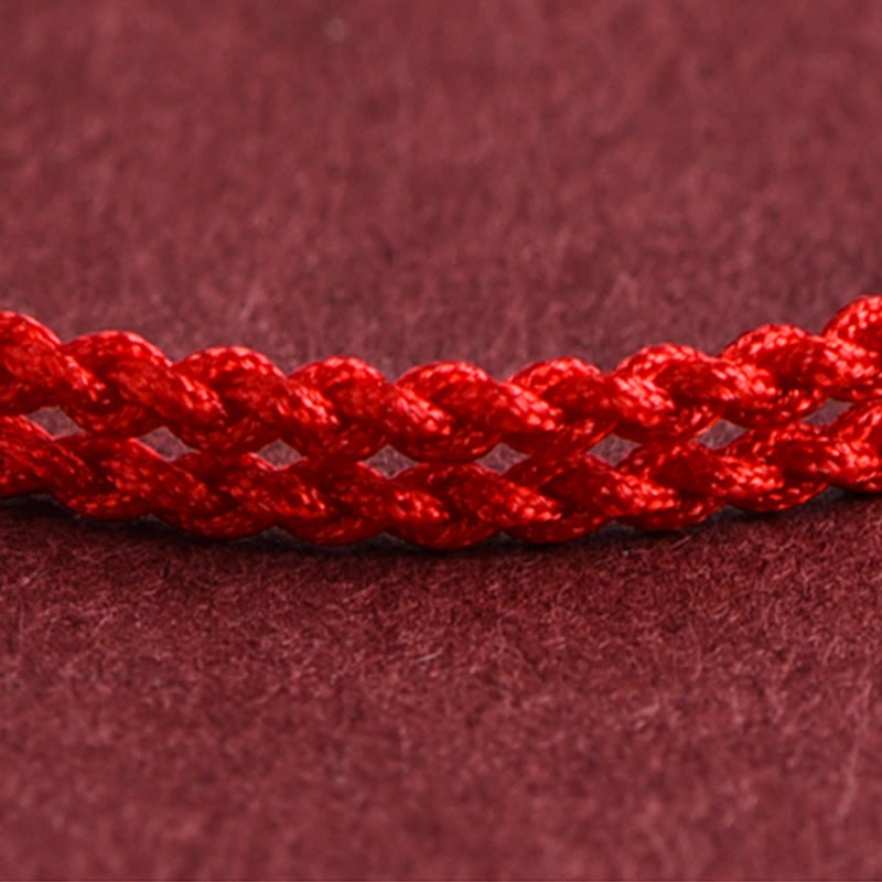 Buddha Stones 999 Gold Small Peace Buckle Design Handmade Luck Braided Rope Bracelet Anklet