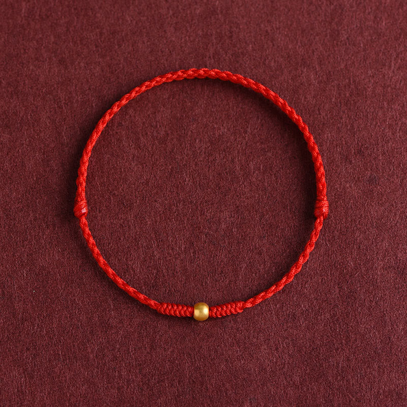 Buddha Stones 999 Gold One Mini Bead Design Handmade Strength Braided Rope Bracelet Anklet - image 5
