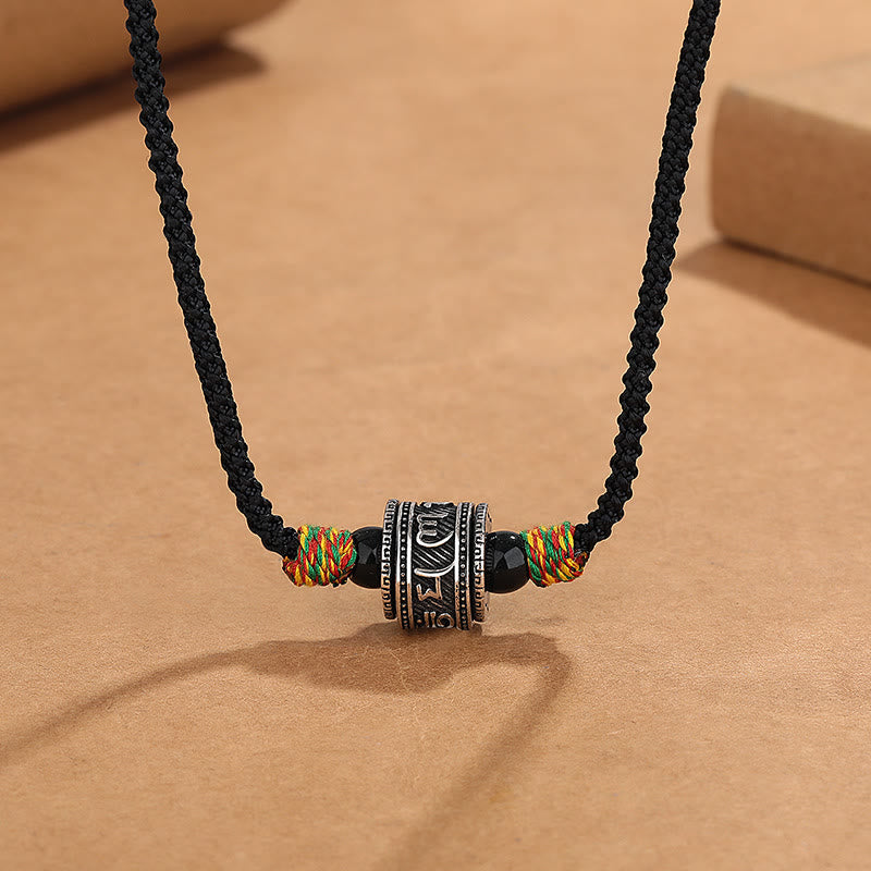 Buddha Stones Tibet Om Mani Padme Hum Swastika PiXiu Copper Wisdom Rope Necklace Pendant - Om Mani Padme Hum - image 1