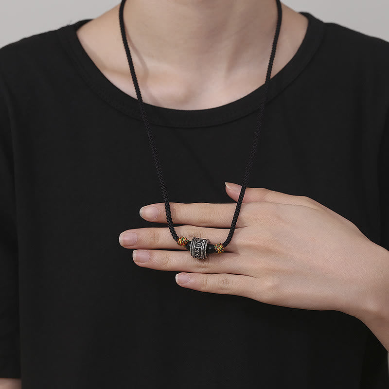 Buddha Stones Tibet Om Mani Padme Hum Swastika PiXiu Copper Wisdom Rope Necklace Pendant - image 4