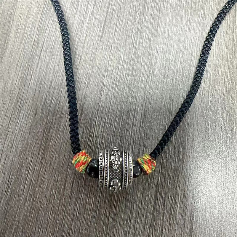 Buddha Stones Tibet Om Mani Padme Hum Swastika PiXiu Copper Wisdom Rope Necklace Pendant - image 8