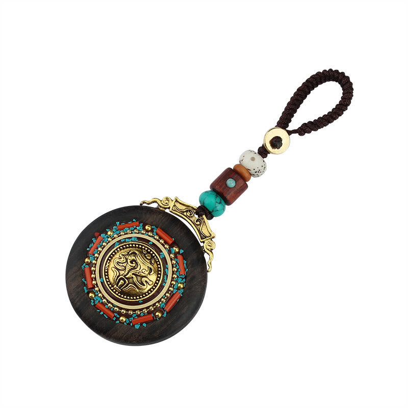 Buddha Stones Tibetan Shankha Conch Om Mani Padme Hum Lotus Fu Character Gourd Peace Key Chain