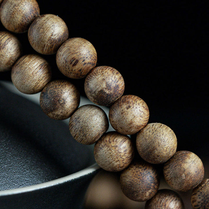 Buddha Stones 108 Mala Beads Hainan White Qinan Agarwood Calm Strength Bracelet