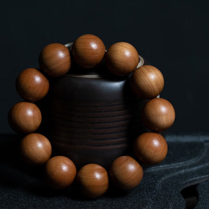 Buddha Stones Mysore Sandalwood Wood Bead Healing Mala Bracelet