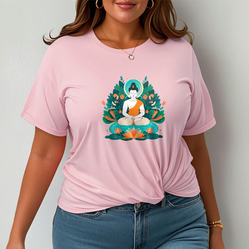 Buddha Stones Flower Grass Lotus Bodhisattva Tee T-shirt - image 13