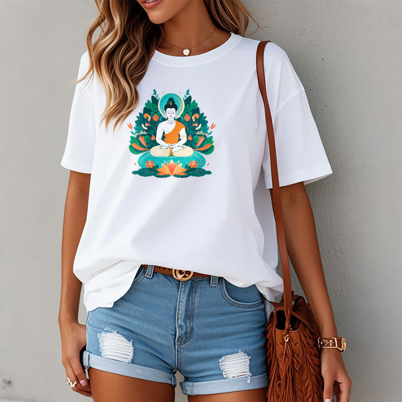 Buddha Stones Flower Grass Lotus Bodhisattva Tee T-shirt - image 4