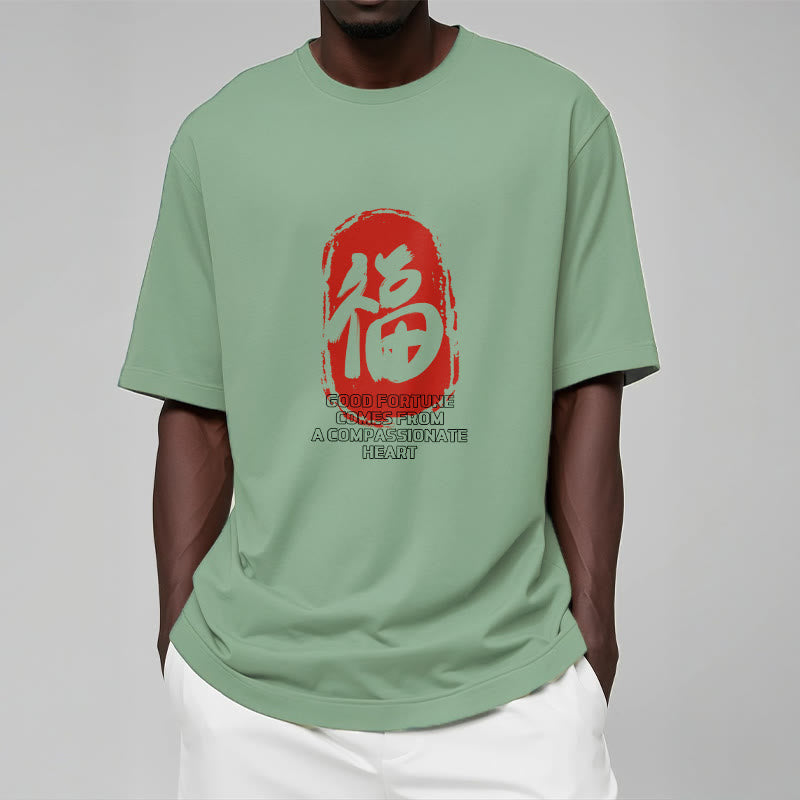 Buddha Stones Fu Good Fortune Comes From A Compassionate Heart Tee T-shirt - image 16
