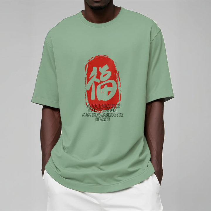 Buddha Stones Fu Good Fortune Comes From A Compassionate Heart Tee T-shirt - image 16