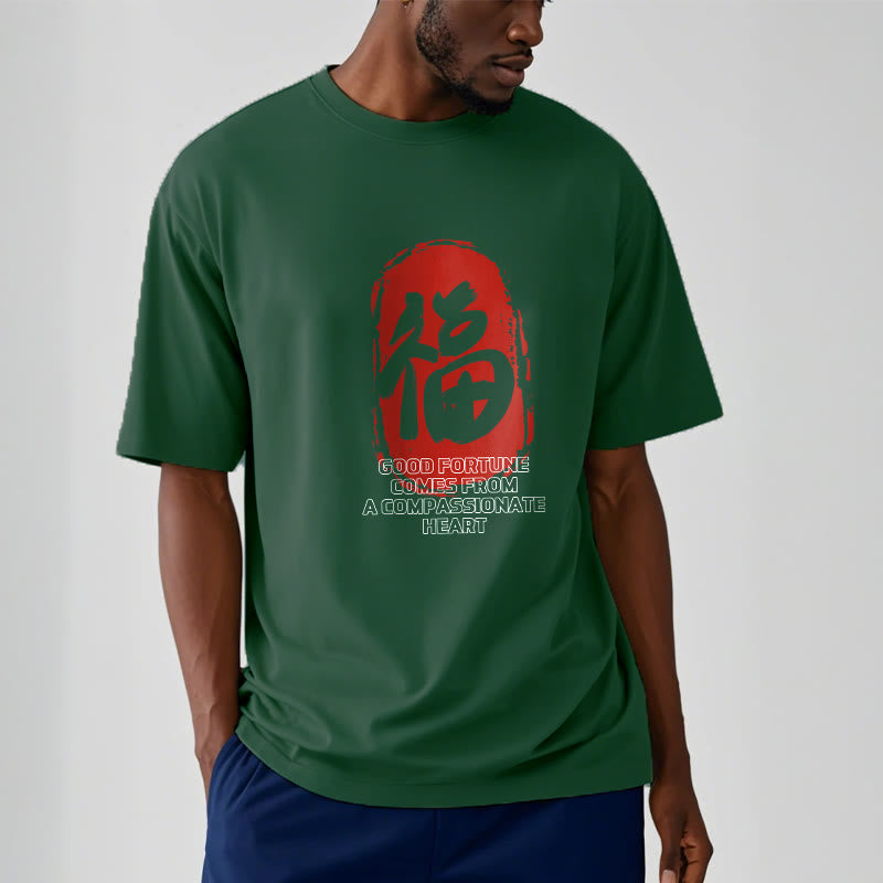 Buddha Stones Fu Good Fortune Comes From A Compassionate Heart Tee T-shirt - image 9