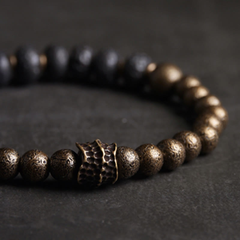 Buddha Stones Lava Rock Beads Adsorb Negative Energy Copper Bracelet