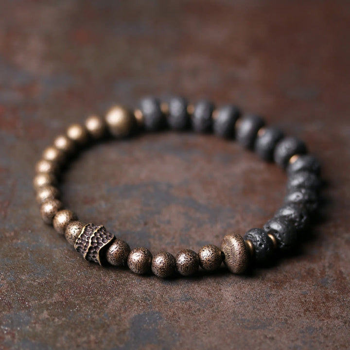 Buddha Stones Lava Rock Beads Adsorb Negative Energy Copper Bracelet