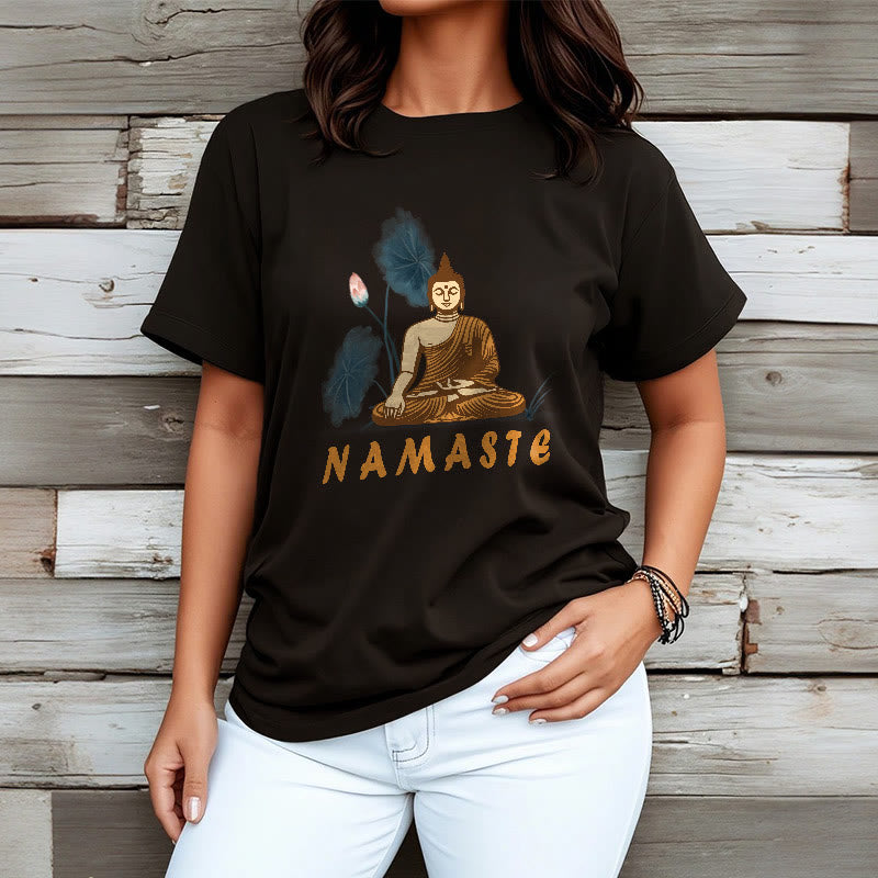 Buddha Stones NAMASTE Buddha Lotus Leaf Tee T-shirt - image 9