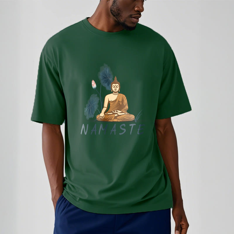Buddha Stones NAMASTE Buddha Lotus Leaf Tee T-shirt - image 29