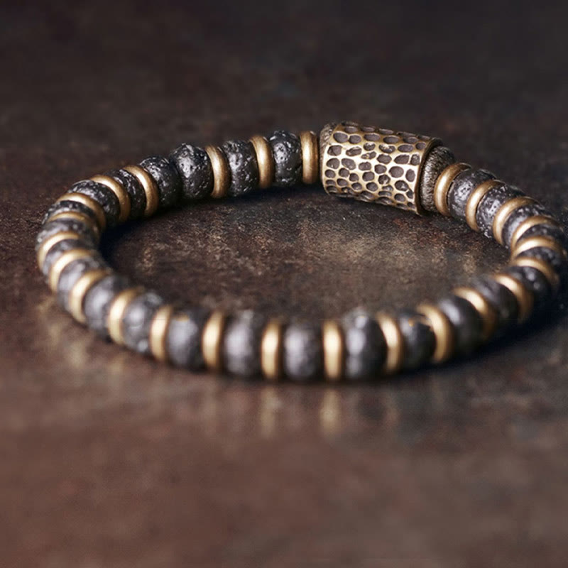 Buddha Stones Vintage Lava Rock Beads Calm Copper Bracelet