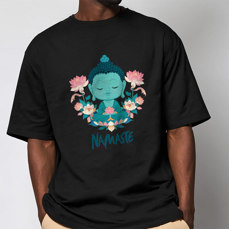 Buddha Stones NAMASTE Buddha Lotus Meditation Tee T-shirt