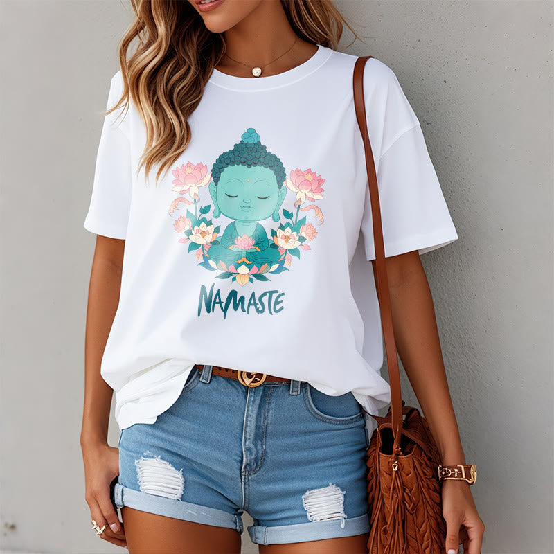 Buddha Stones NAMASTE Buddha Lotus Meditation Tee T-shirt - image 5