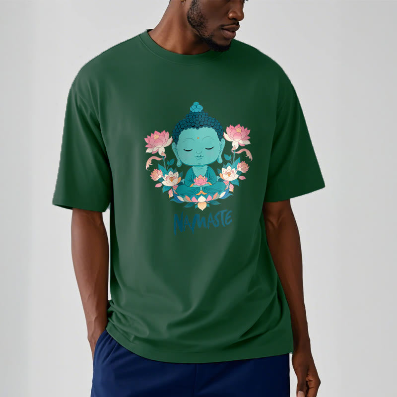 Buddha Stones NAMASTE Buddha Lotus Meditation Tee T-shirt