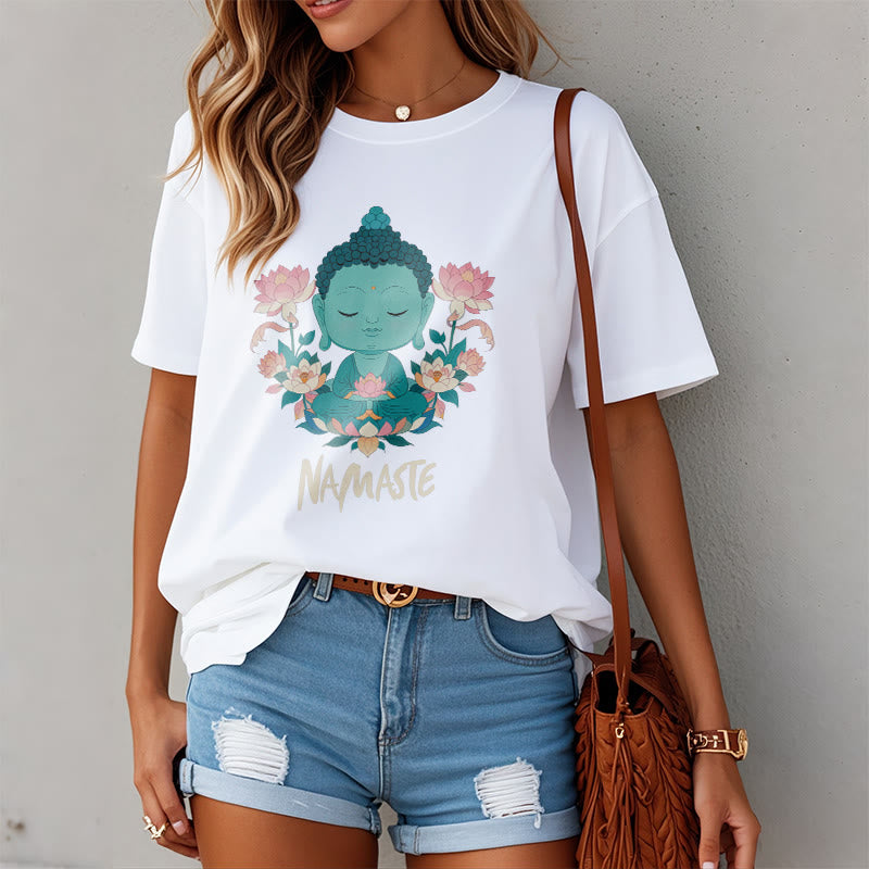 Buddha Stones NAMASTE Buddha Lotus Meditation Tee T-shirt - image 24