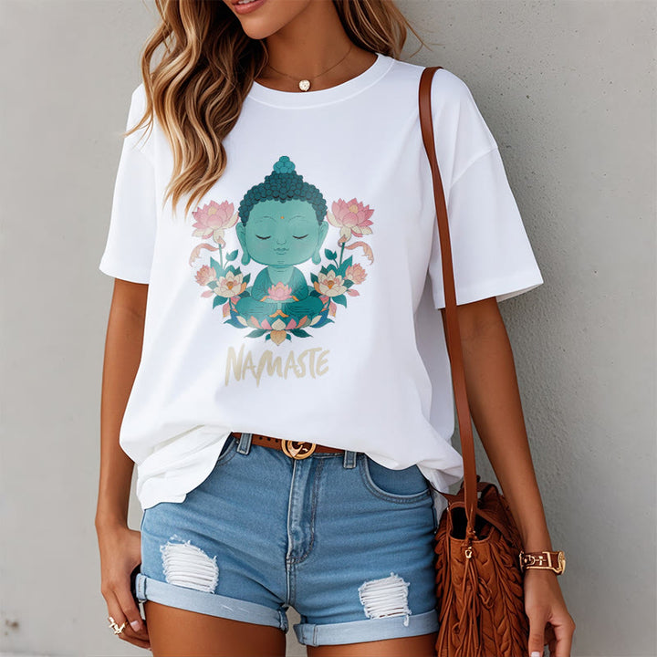 Buddha Stones NAMASTE Buddha Lotus Meditation Tee T-shirt - image 24
