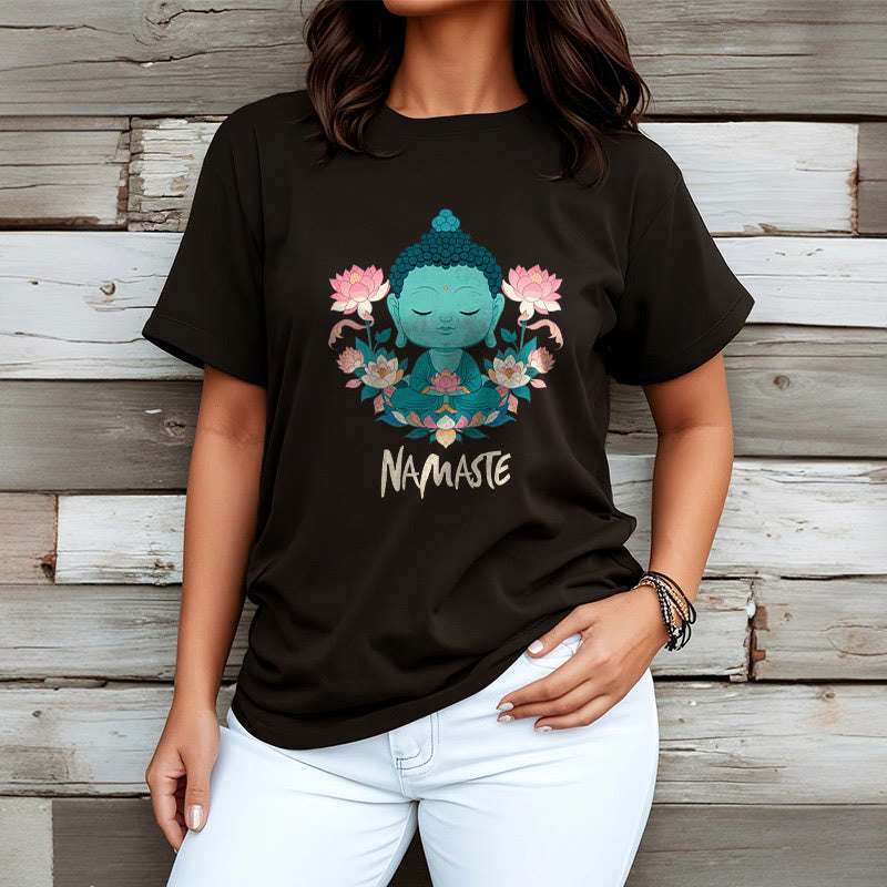 Buddha Stones NAMASTE Buddha Lotus Meditation Tee T-shirt