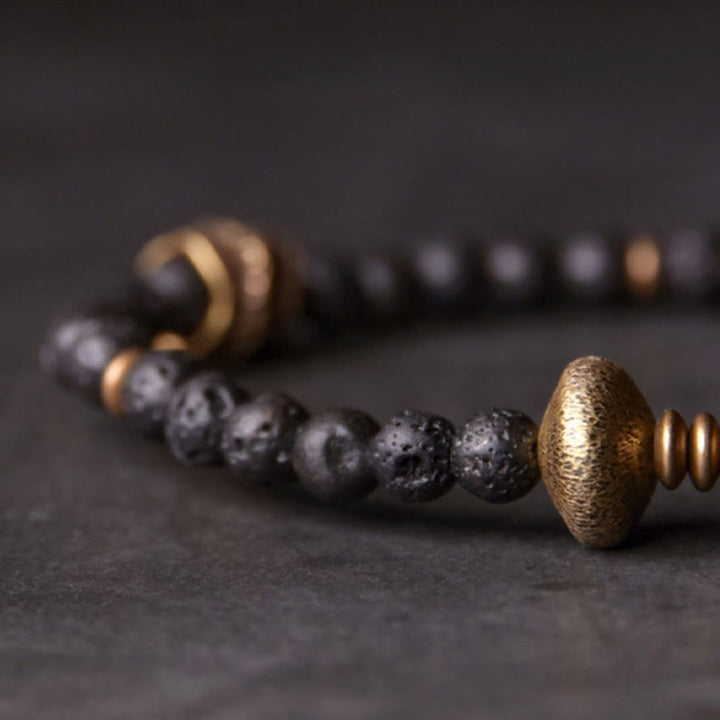 Buddha Stones Support Healing Lava Rock Beads Copper Bracelet