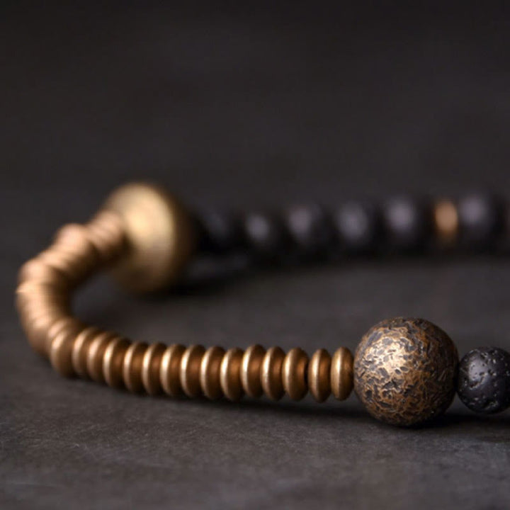 Buddha Stones Support Healing Lava Rock Beads Copper Bracelet